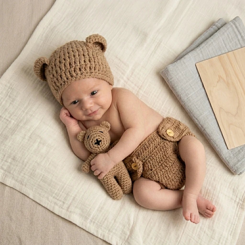Yarnlings Bear Set — Hat, Shorts &amp; Toy Bear